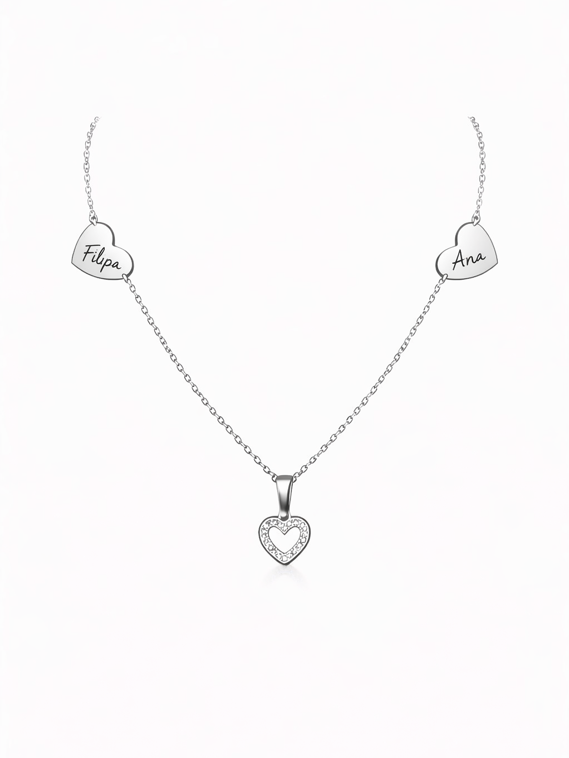Colar Corações que Unem Personalizado em Aço Inoxidável 2