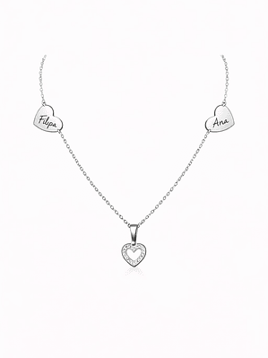 Colar Corações que Unem Personalizado em Aço Inoxidável