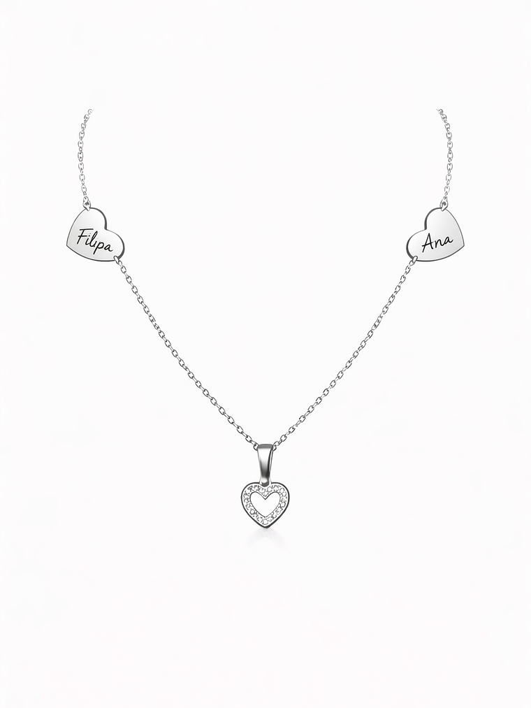 Colar Corações que Unem Personalizado em Aço Inoxidável 2