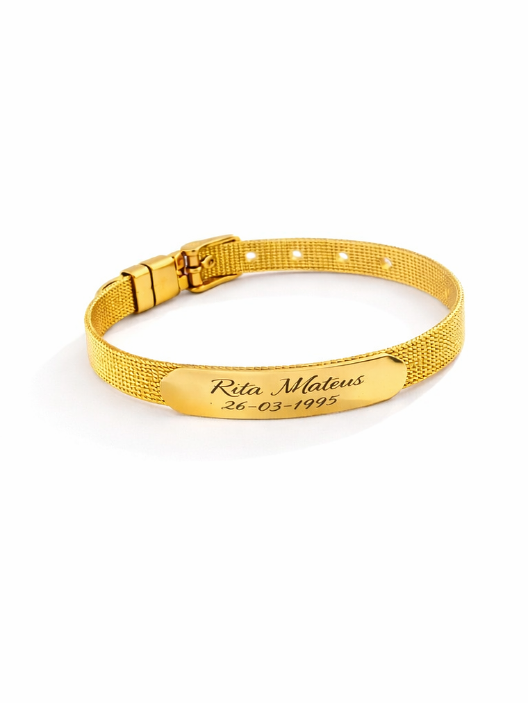 Pulseira Eternum Personalizada em Aço Inoxidável – Gravação a Laser Ajustável 1