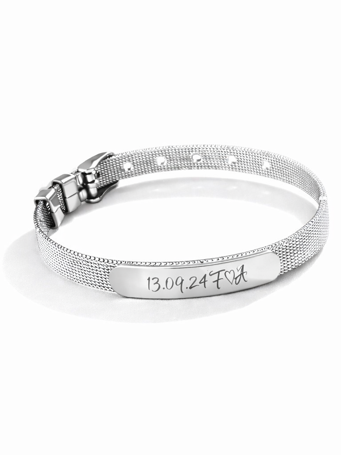 Pulseira Eternum Personalizada em Aço Inoxidável – Gravação a Laser Ajustável 2