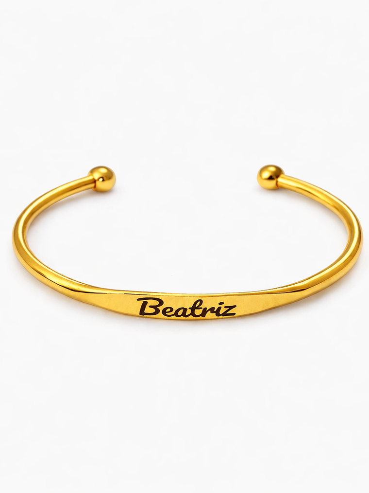 Bracelete Aura Ajustável Personalizada em Aço Inoxidável (Dourada ou Prateada) 1