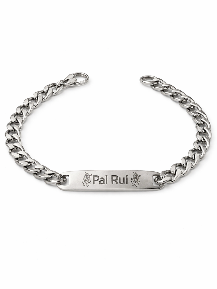 Pulseira Identidade Personalizada em Aço Inoxidável – Gravação a Laser 2