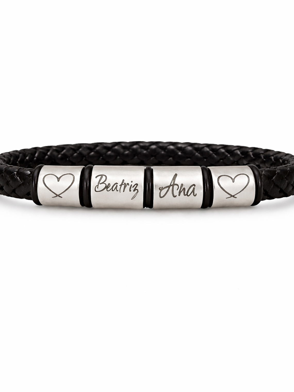 Pulseira Block em Couro com Blocos Personalizáveis – Aço Inoxidável 1