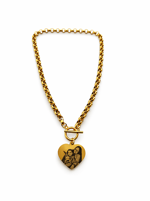 Colar Medalha Coração com Foto Gravada