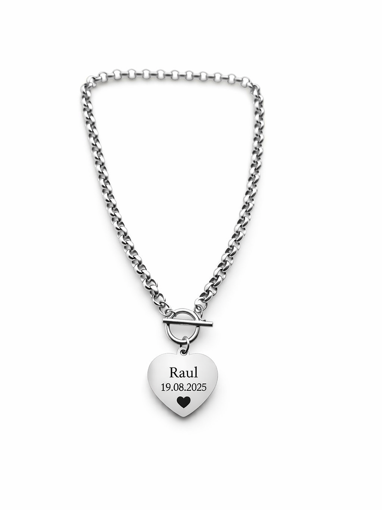 Colar Medalha Coração com Foto Gravada 6