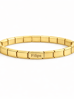 Pulseira Elástica Personalizada Vínculo em Aço Inoxidável com Gravação a Laser