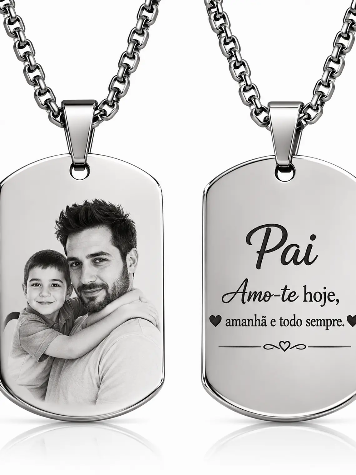 Colar Retangular com foto gravada a laser 1