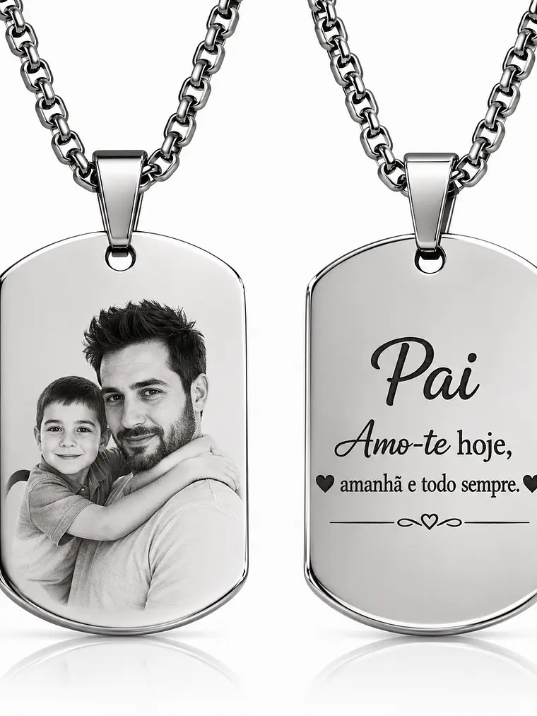 Colar Retangular com foto gravada a laser 1