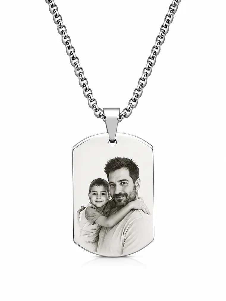 Colar Retangular com foto gravada a laser 3