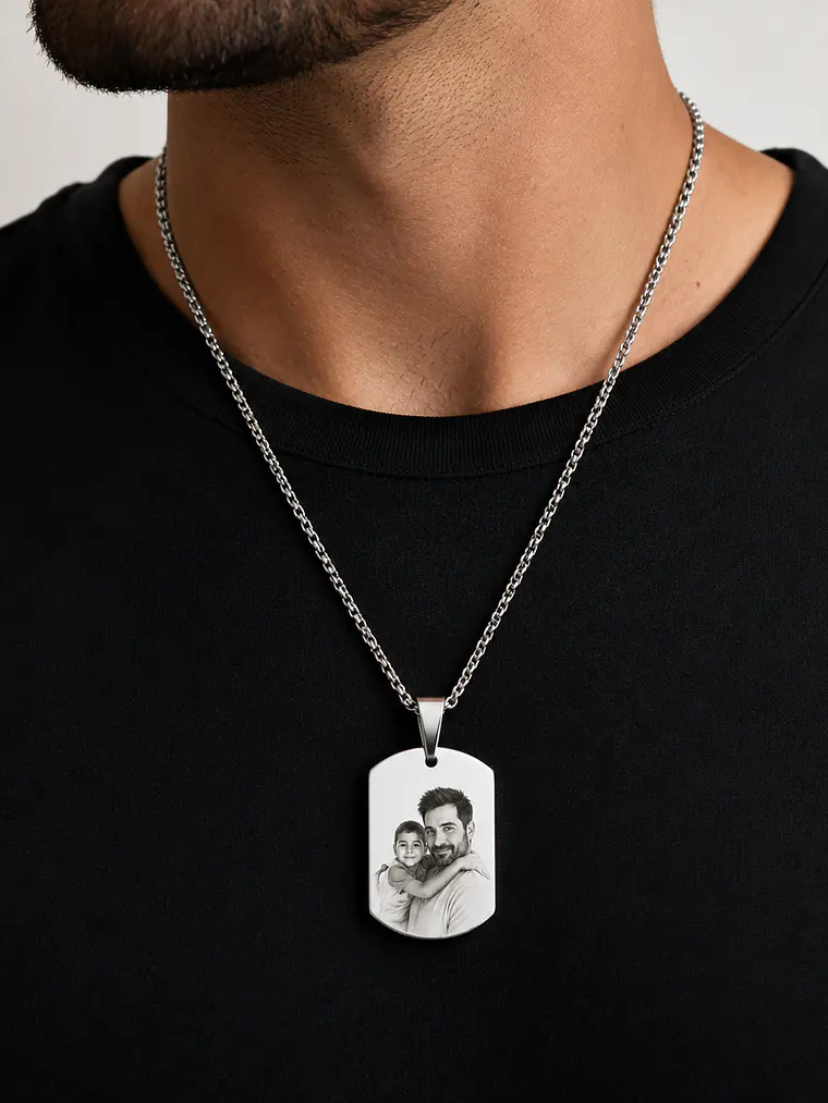 Colar Retangular com foto gravada a laser 4