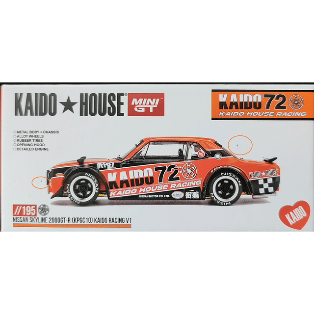 Mini GT X Kaido House 195 - Nissan Skyline 2000GT-R (KPGC10) Kaido Racing V1-  défaut boîte  3