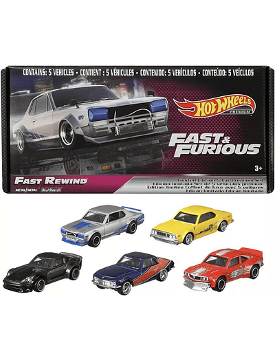Hot Wheels Premium Fast and Furious : Fast Rewind - 5 cartes premium dans coffret édition limitée
