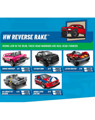 Hot Wheels basiques 2025 - HW Reverse Rake - Factory Sealed Edition