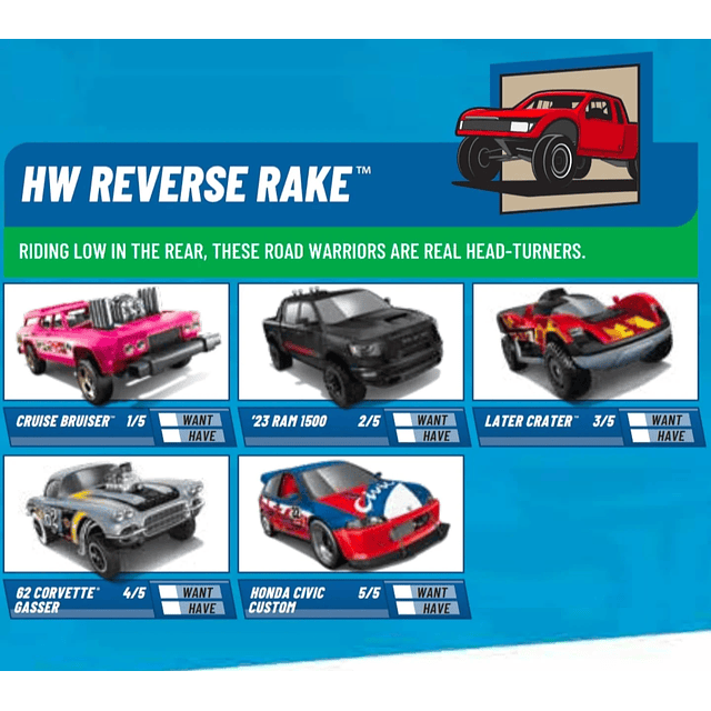 Hot Wheels basiques 2025 - HW Reverse Rake - Factory Sealed Edition
