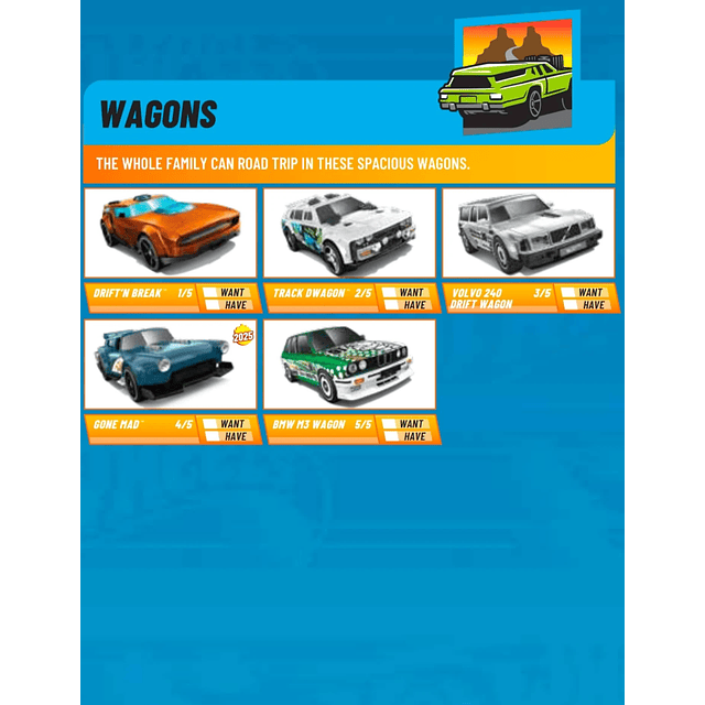 Hot Wheels basiques 2025 - HW Wagons - Factory Sealed Edition