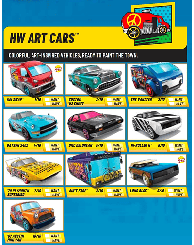 Hot Wheels basiques 2025 - HW Art Cars - Factory Sealed Edition