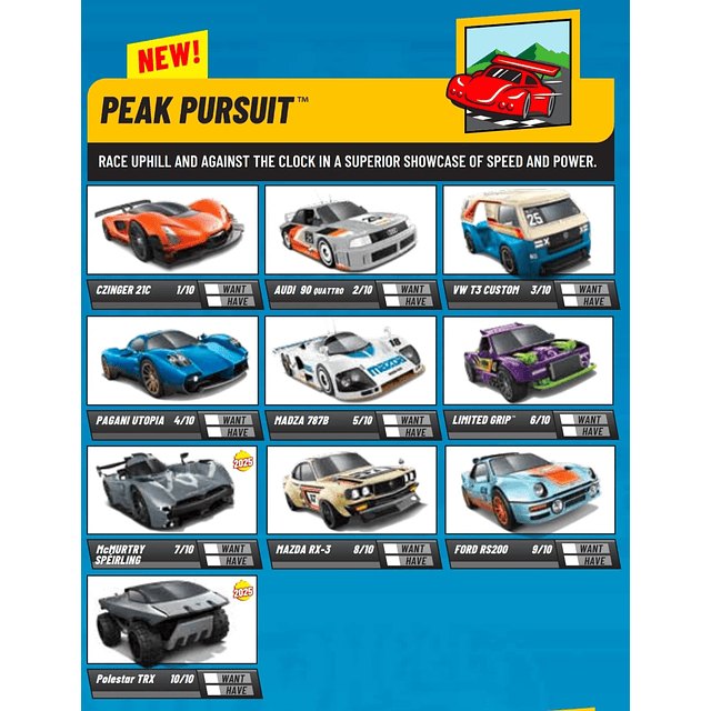 Hot Wheels basiques 2025 - Peak Pursuit - Factory Sealed Edition