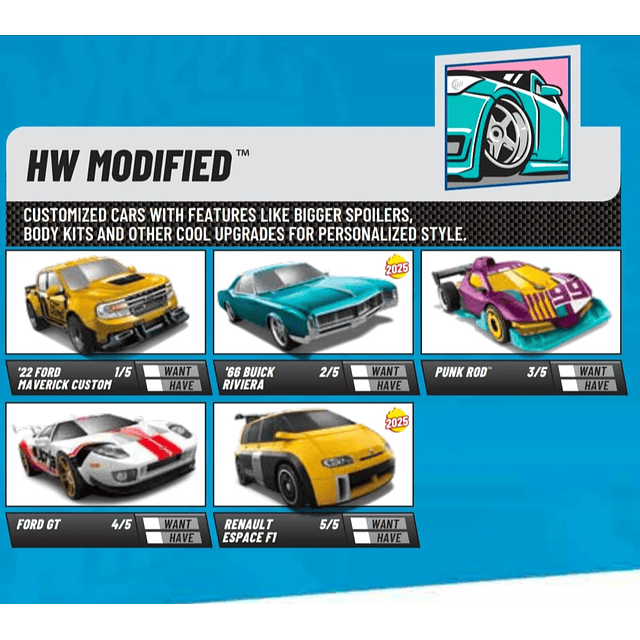 Hot Wheels basiques 2025 - HW Modified - Factory Sealed Edition