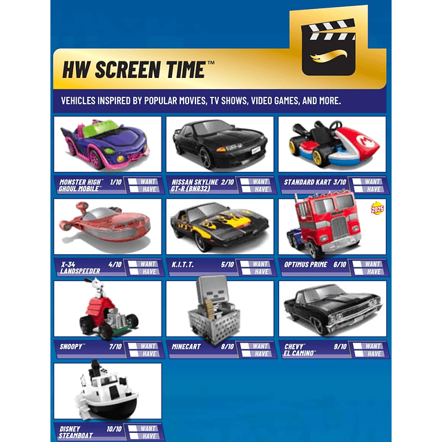 Hot Wheels basiques 2025 - HW Screen Time - Factory Sealed Edition