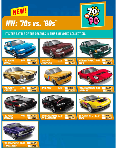 Hot Wheels basiques 2025 - HW: '70s vs. '90s - Factory Sealed Edition