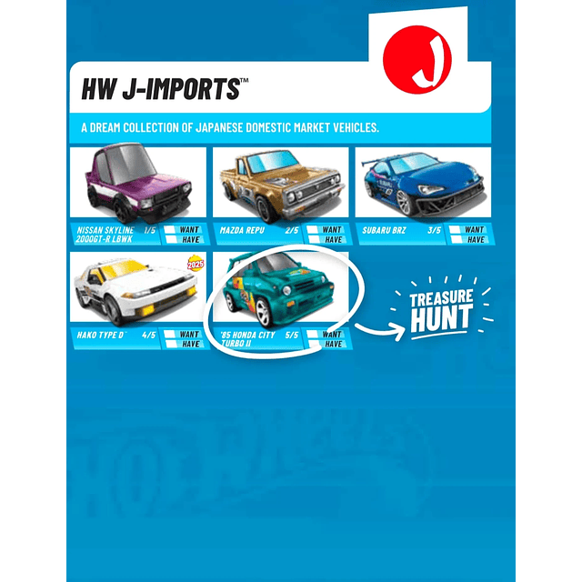 Hot Wheels basiques 2025 - HW J-Imports - Factory Sealed Edition