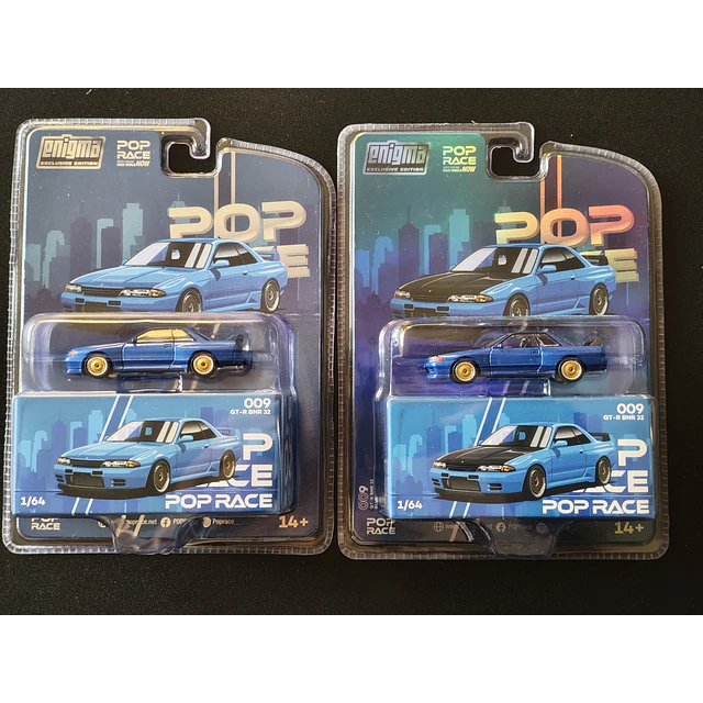 Pop Race x Enigma 009 - Nissan GT-R BNR 32 Bayside blue - - Normal + chase --