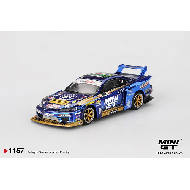 Mini GT 1157 - Nissan Silvia (S15) LB-Super Silhouette #555 Team MINI GT Liberty Walk 2025 Formula Drift
