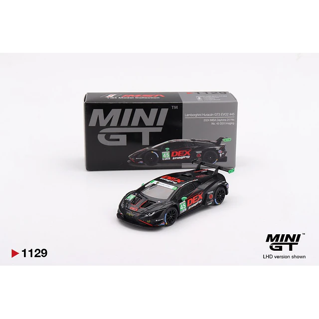 Mini GT 1129 - Lamborghini Huracán GT3 EVO 2 #45 Dex Imaging – Daytona 24 Hrs 2024