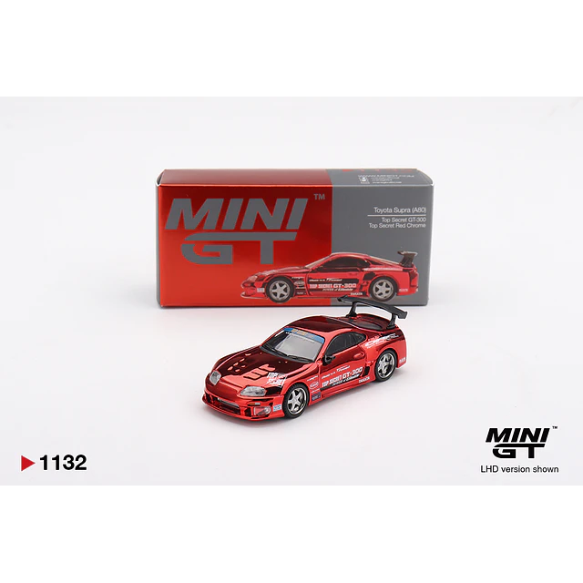 Mini GT 1132-L - Toyota Supra (A80) Top Secret Gt-300 Red Chrome 2014
