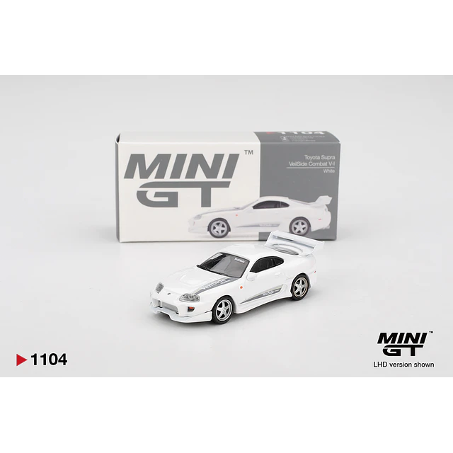 Mini GT 1104-L - Toyota Supra MK4 (A80) Veilside Combat V-I White Pearl Metallic 2014
