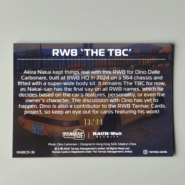 Carte RWB Tarmac Works - RWB Collection Volume I - Carte RWB The TBC 13/99 2