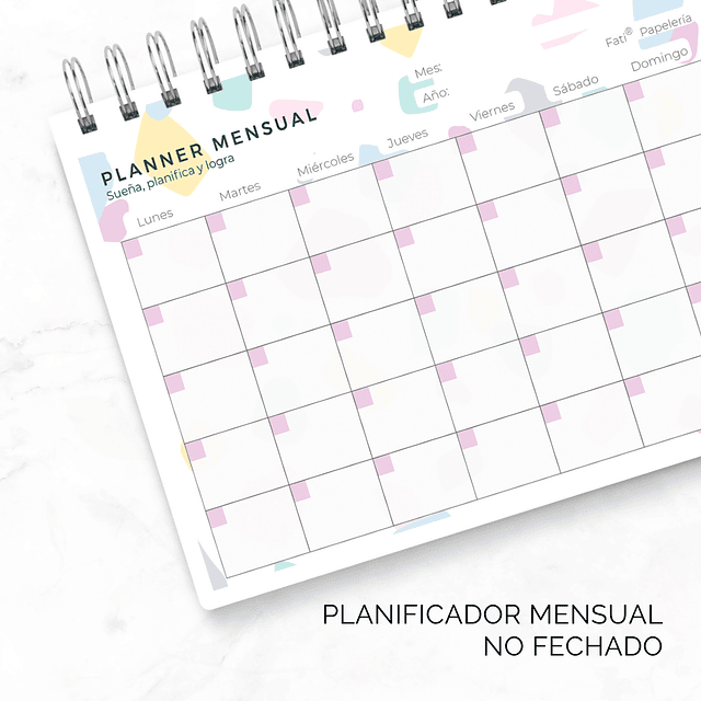 Planner anual horizontal Terrazo 12 meses no fechados