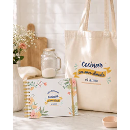 Pack Recetario + Bolsa Ecológica | Cocinar con amor alimenta el alma