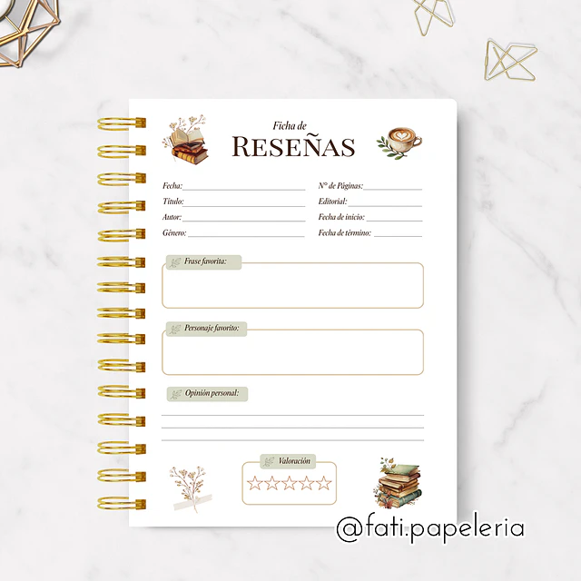 Planner de lectura — Diario de libros y reseñas