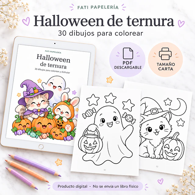 Halloween de ternura: 30 dibujos para colorear · PDF imprimible