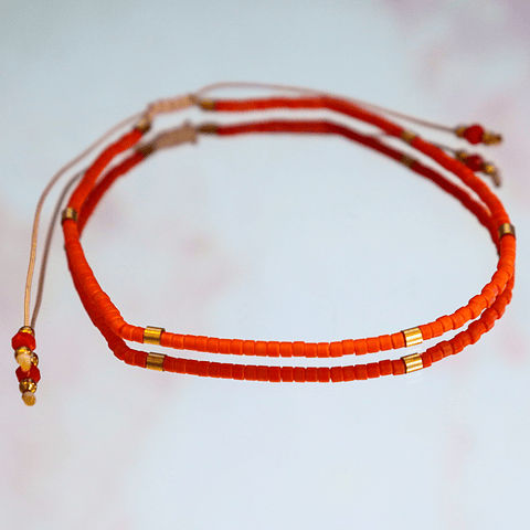 Pulsera mostacilla naranja y gold filled