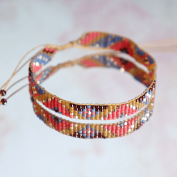 Pulsera mostacilla rosa y beige