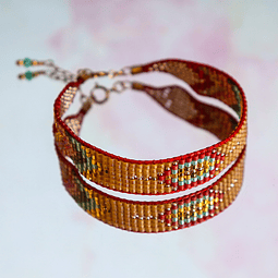 Pulsera beige, turquesa y rojo