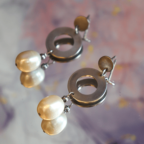 Aros de plata con perla