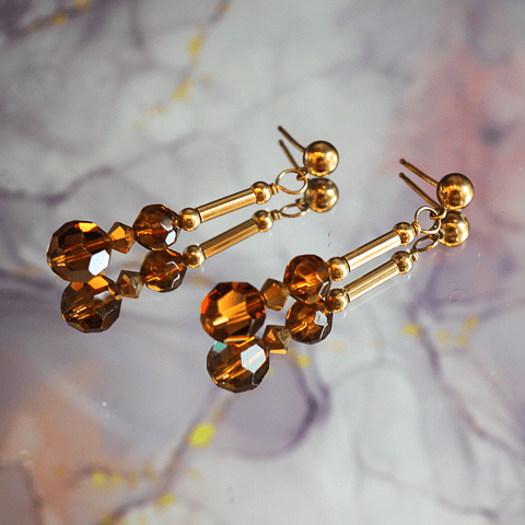 Aros gold filled con cristal ambar