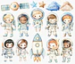 Kit Digital Astronauta Espaço Aquarela - Thumbnail 3
