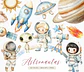 Kit Digital Astronauta Espaço Aquarela - Thumbnail 1