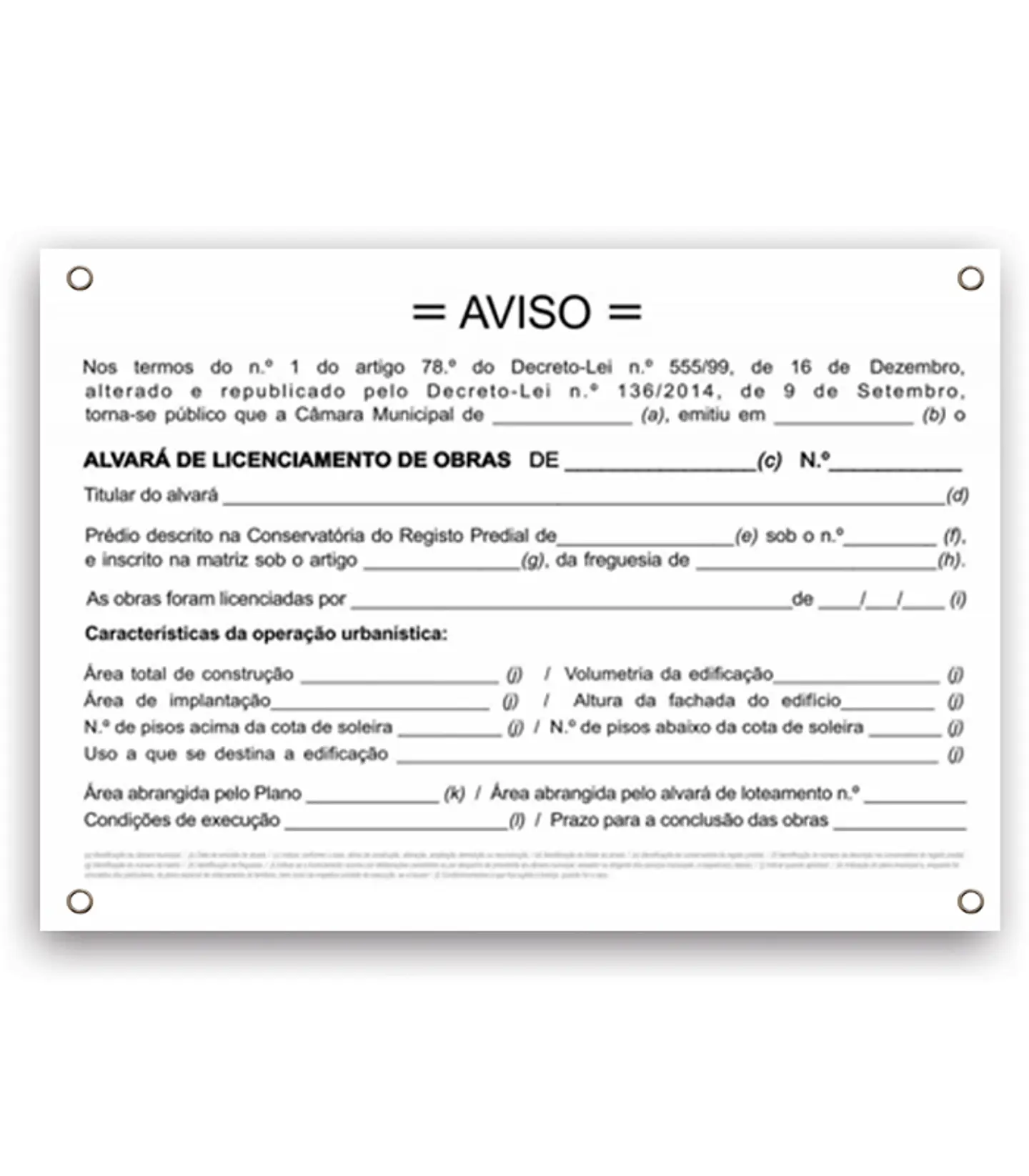 Placa de licença para obras 1
