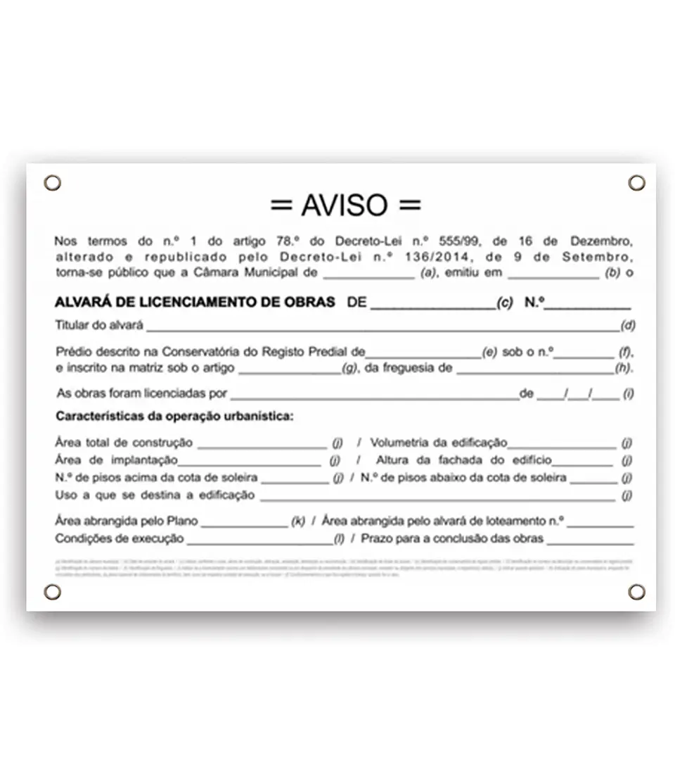 Placa de licença para obras 1