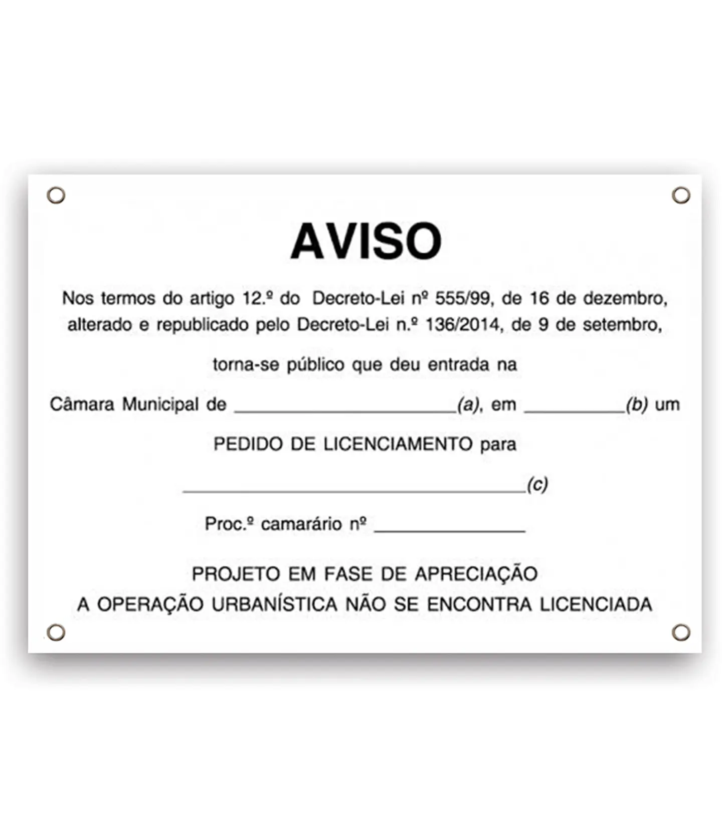 Placa de licença para obras 1