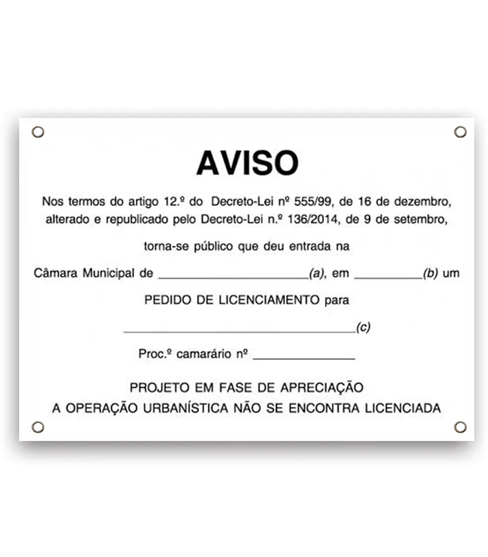 Placa de licença para obras 1