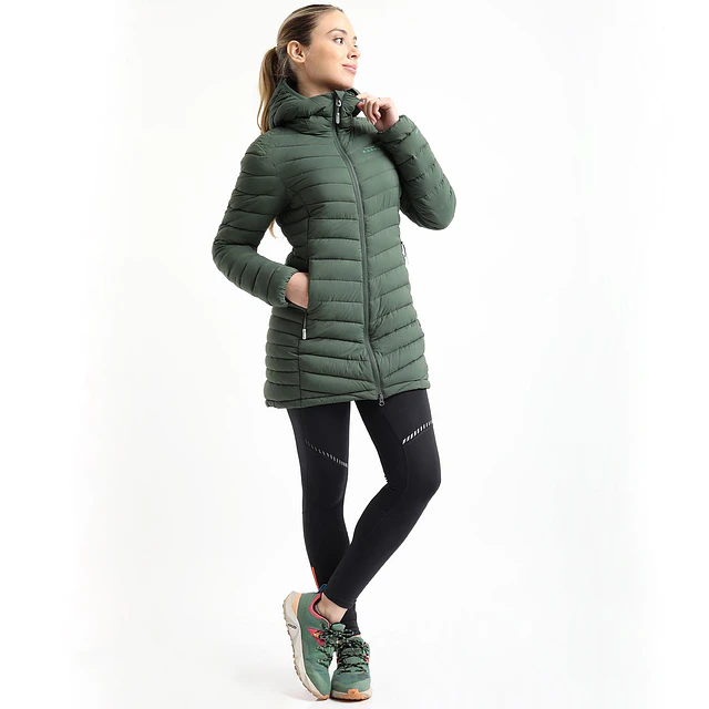 Parka Outdoor Larga Insulada Cisnes Mujer Verde