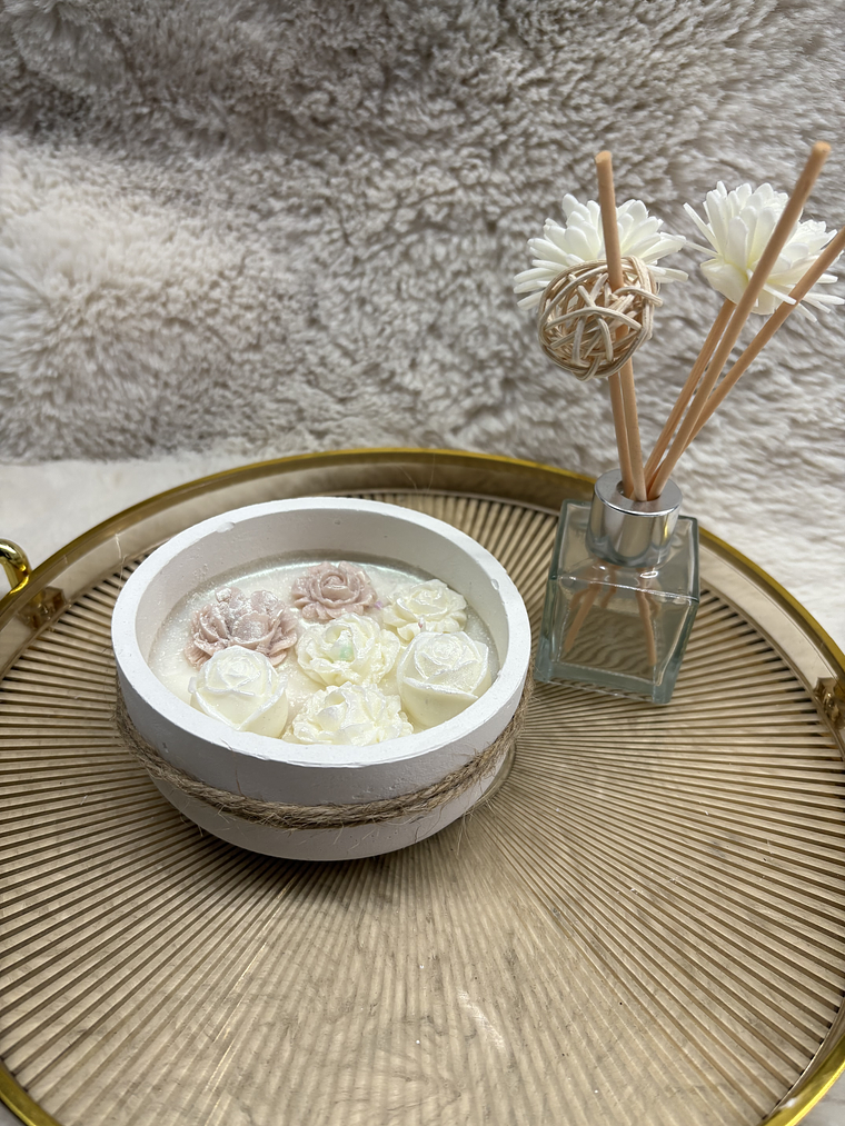 Vela aromática em base pequena de gesso 1
