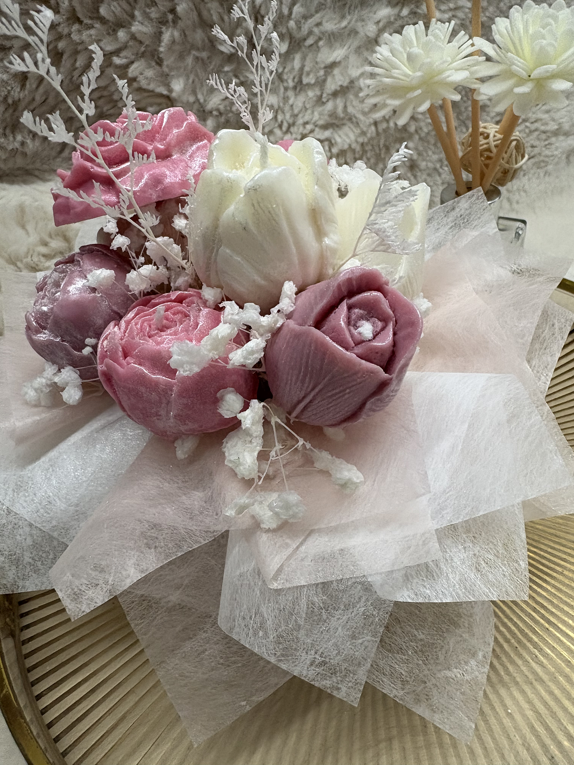 Buque de flores em cera pequeno 1